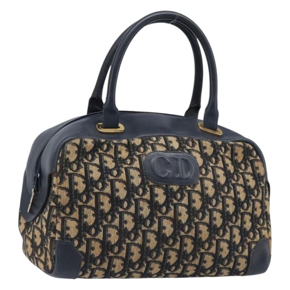 Christian Dior Detective Handle Leather Navy Canvas Handbag